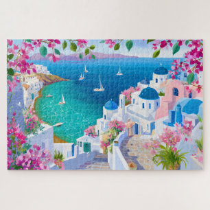 Santorin Insel Griechenland Aquarellmalerei Puzzle