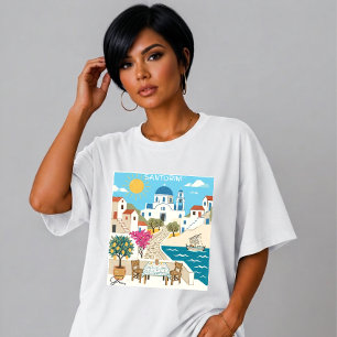 Santorin-inspirierte Sommer-Reise-Digitalkunst ind Tri-Blend Shirt