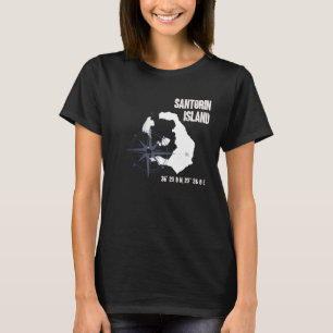 Santorin Island Mediterrane Koordinaten Karte Holi T-Shirt