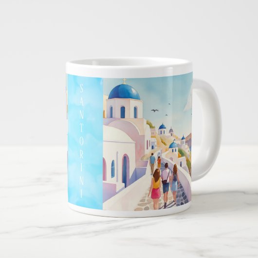 Santorin ist das perfekte romantische Reiseziel fü Jumbo-Tasse (Vorderseite Rechts)