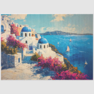 Santorin Lebendige Blumen Ölmalerei Decoupage Seidenpapier