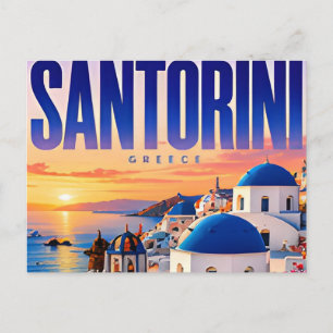 🌊 Santorin Moderne Insel-Silhouette Stil 🌊 Postkarte