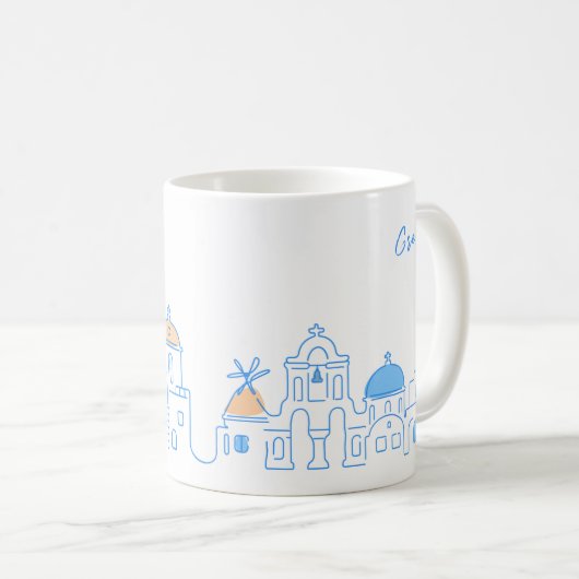Santorin mug, Souvenir from Greece, hand drawing Kaffeetasse (VorderseiteRechts)