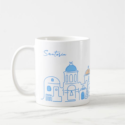 Santorin mug, Souvenir from Greece, hand drawing Kaffeetasse (Links)
