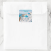 Santorin Quadratischer Aufkleber (Tasche)