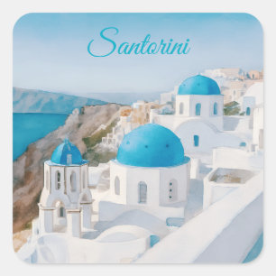 Santorin Quadratischer Aufkleber