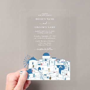 Santorin Reiseziel Griechische Insel Hochzeit Acryleinladungen