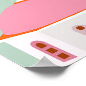 Santorin reist Griechenland Rosa und Grün Poster (Ecke)