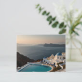 Santorin Sonnenuntergangsglück Postkarte (Stehend Vorderseite)