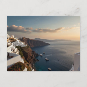 Santorin Sonnenuntergangsglück Postkarte