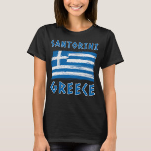 Santorin und Flagge Griechenlands T - Shirt der Fr