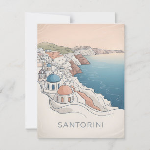 Santorin vintage minimalistisch postkarte