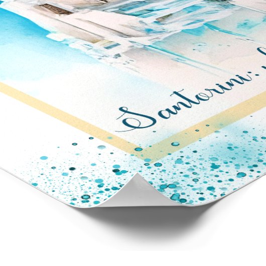 Santorin Wandkunst. Griechisches Poster. Haushalts Poster (Ecke)