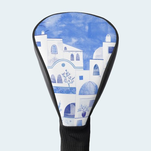 Santorin Wasserfarbe Kunst Golf Headcover