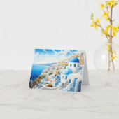 Santorin Watercolor Malerei Design. Karte (Gelbe Blume)