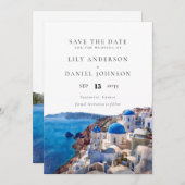 Santorini, Aquakultur Griechenland Hochzeit in Url Save The Date (Vorne/Hinten)