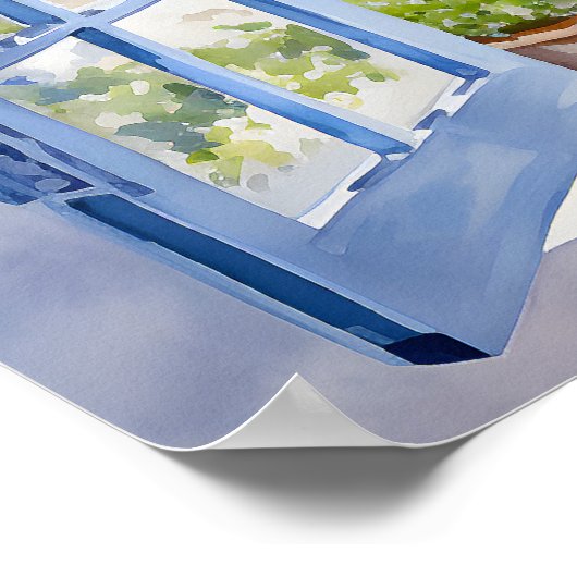 Santorini Aquarellmalerei Griechenland Reisen | Ar Poster (Ecke)