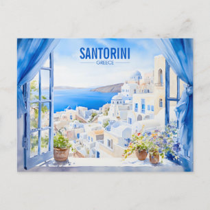 Santorini Aquarellmalerei Griechenland Reisen   Ar Postkarte