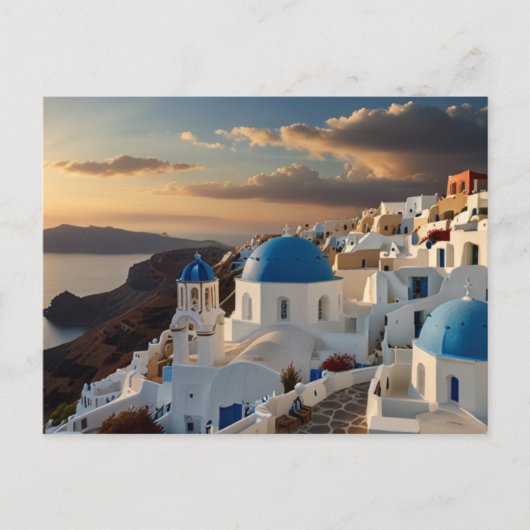 Santorini auf See Postcard Feiertagspostkarte (Vorderseite)