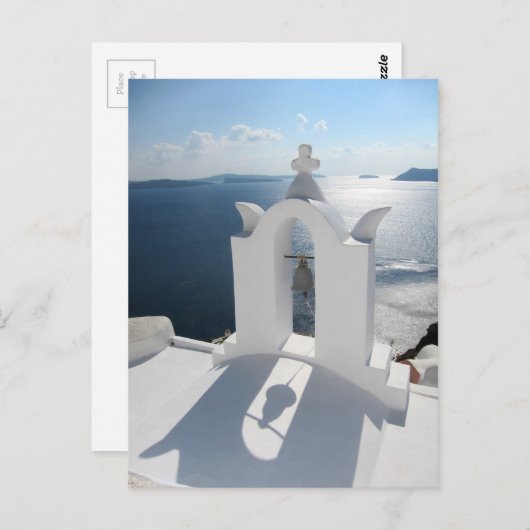 Santorini Bell Tower Casts Shadow Postkarte (Vorne/Hinten)