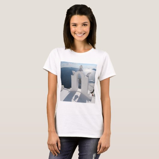 Santorini Bell Tower Casts Shadow T-Shirt (Vorne ganz)