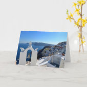 Santorini Bell Tower Griechenland Fotografie Karte (Gelbe Blume)