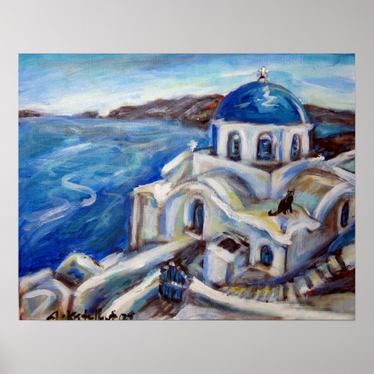 Santorini Black Cat Poster (Vorne)