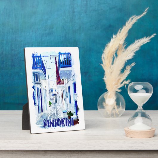 Santorini Blau-Weiß-Reise Fotoplatte (Seite)