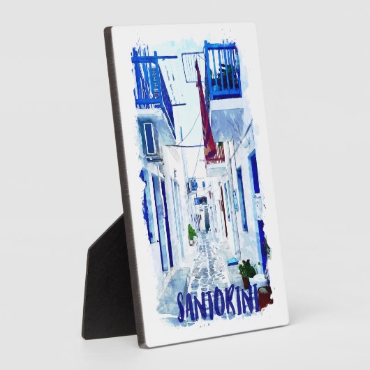Santorini Blau-Weiß-Reise Fotoplatte (Seite)