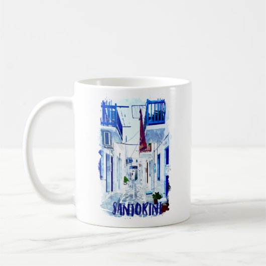 Santorini Blau-Weiß-Reise Kaffeetasse (Links)