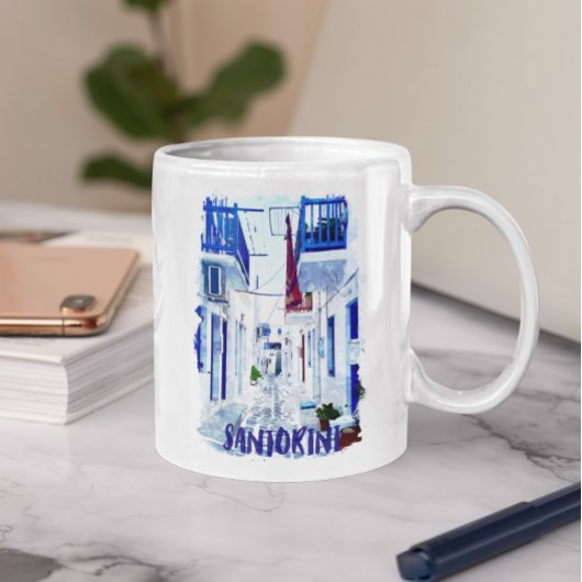 Santorini Blau-Weiß-Reise Kaffeetasse