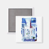 Santorini Blau-Weiß-Reise Magnet (Vorderseite/Rückseite)