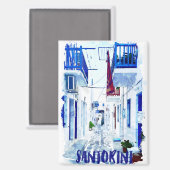 Santorini Blau-Weiß-Reise Magnet (Vorderseite/Rückseite)