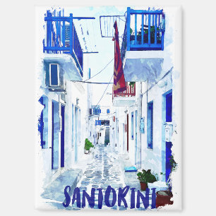 Santorini Blau-Weiß-Reise Magnet