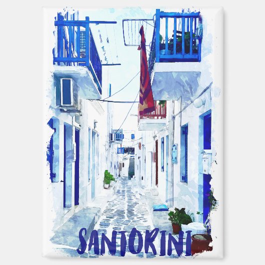 Santorini Blau-Weiß-Reise Magnet (Vorderseite)
