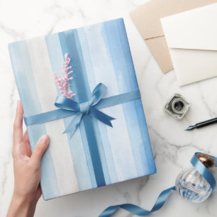 Santorini Blau Weiße Streifen Junggesellinnenabsch Geschenkpapier
