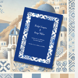 Santorini Blauer griechische Hochzeit Einladung