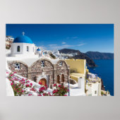 Santorini - Blaukuppelkirche am Oia-Poster Poster (Vorne)