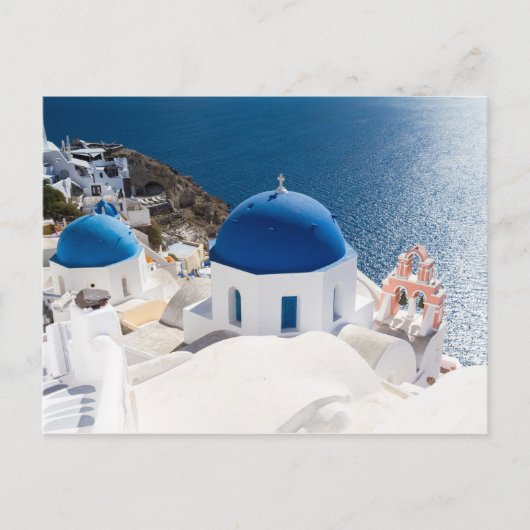 Santorini - Blaukuppelkirche bei Oia Postcard Postkarte (Vorderseite)
