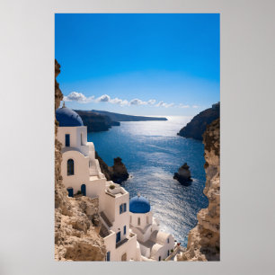 Santorini Blue Horizon Poster
