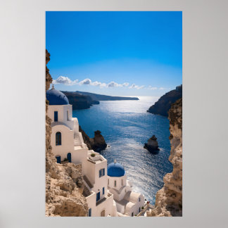Santorini Blue Horizon Poster