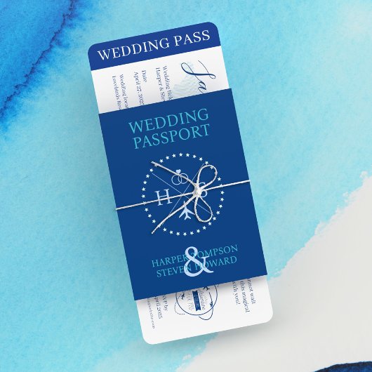 Santorini Blue Passport Wedding Einladungshalter Einladung