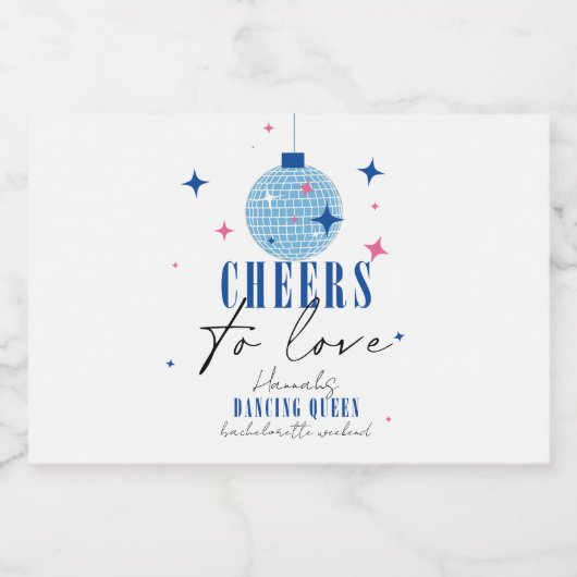 Santorini Blue tile Bougainvillea Bachelorette Schaumweinetikett (Einzelnes Label)