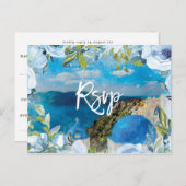 Santorini Blühende Hochzeit im Sommer rsvp Postkar Postkarte (Vorne/Hinten)