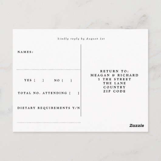 Santorini Blühende Hochzeit im Sommer rsvp Postkar Postkarte (Rückseite)