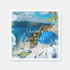 Santorini Blumen Hochzeitsnapkins Serviette