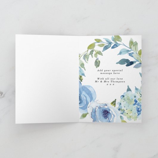 Santorini Blumenzettel Liebe & Dankeschön Dankeskarte (Innenseite)