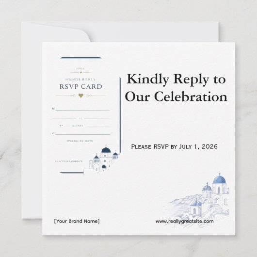 Santorini Boarding Pass RSVP Karte (Rückseite)