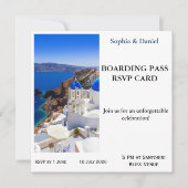 Santorini Boarding Pass RSVP Karte (Vorderseite)