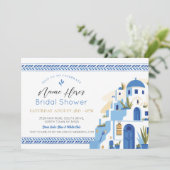 Santorini Brautparty Party Griechenland Griechenla Einladung (Stehend Vorderseite)